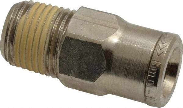 Norgren - 6mm Outside Diam, 1/8 NPTF, Nickel Plated Brass Push-to-Connect Tube Male Connector - 260 Max psi, Tube to Male NPT Connection, Nitrile O-Ring - Industrial Tool & Supply