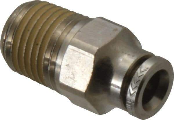 Norgren - 6mm Outside Diam, 1/4 NPTF, Nickel Plated Brass Push-to-Connect Tube Male Connector - 260 Max psi, Tube to Male NPT Connection, Nitrile O-Ring - Industrial Tool & Supply