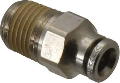 Norgren - 6mm Outside Diam, 1/4 NPTF, Nickel Plated Brass Push-to-Connect Tube Male Connector - 260 Max psi, Tube to Male NPT Connection, Nitrile O-Ring - Industrial Tool & Supply