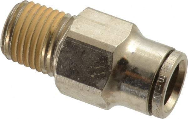 Norgren - 10mm Outside Diam, 1/4 NPTF, Nickel Plated Brass Push-to-Connect Tube Male Connector - 260 Max psi, Tube to Male NPT Connection, Nitrile O-Ring - Industrial Tool & Supply