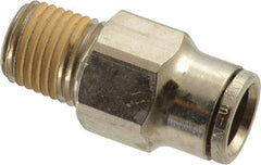 Norgren - 10mm Outside Diam, 1/4 NPTF, Nickel Plated Brass Push-to-Connect Tube Male Connector - 260 Max psi, Tube to Male NPT Connection, Nitrile O-Ring - Industrial Tool & Supply