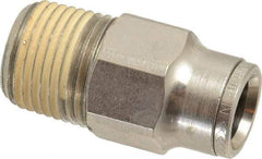 Norgren - 10mm Outside Diam, 3/8 NPTF, Nickel Plated Brass Push-to-Connect Tube Male Connector - 260 Max psi, Tube to Male NPT Connection, Nitrile O-Ring - Industrial Tool & Supply