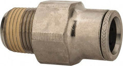 Norgren - 12mm Outside Diam, 3/8 NPTF, Nickel Plated Brass Push-to-Connect Tube Male Connector - 260 Max psi, Tube to Male NPT Connection, Nitrile O-Ring - Industrial Tool & Supply