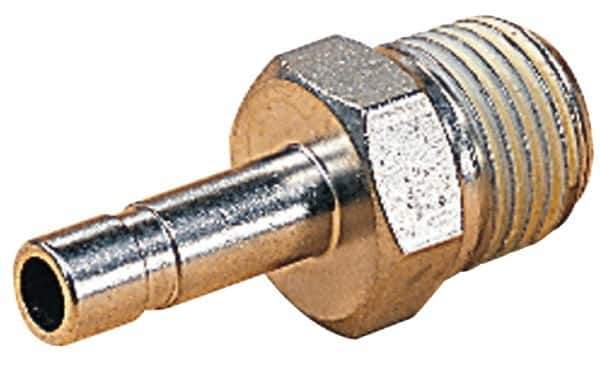 Norgren - 1/4 NPTF, Nickel Plated Brass Push-to-Connect Tube Male Stem Connector - 260 Max psi, Stem to Male Connection - Industrial Tool & Supply