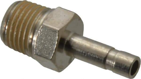 Norgren - 1/4 BSPT Nickel Plated Brass Push-to-Connect Tube Male Stem Connector - 260 Max psi, Stem to Male Connection, Nitrile O-Ring, 0 to 175°F Working Temp - Industrial Tool & Supply
