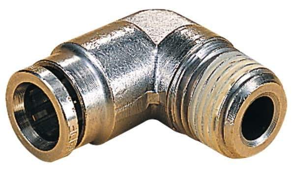 Norgren - 12mm Outside Diam, 1/2 BSPT, Nickel Plated Brass Push-to-Connect Tube Male Elbow - 260 Max psi, Tube to Male BSPT Connection, Nitrile O-Ring - Industrial Tool & Supply