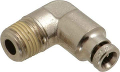 Norgren - 4mm Outside Diam, 1/8 BSPT, Nickel Plated Brass Push-to-Connect Tube Male Elbow - 260 Max psi, Tube to Male BSPT Connection, Nitrile O-Ring - Industrial Tool & Supply