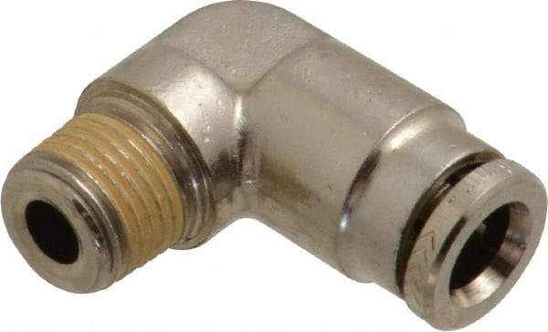 Norgren - 6mm Outside Diam, 1/8 BSPT, Nickel Plated Brass Push-to-Connect Tube Male Elbow - 260 Max psi, Tube to Male BSPT Connection, Nitrile O-Ring - Industrial Tool & Supply