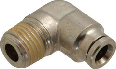 Norgren - 6mm Outside Diam, 1/4 BSPT, Nickel Plated Brass Push-to-Connect Tube Male Elbow - 260 Max psi, Tube to Male BSPT Connection, Nitrile O-Ring - Industrial Tool & Supply