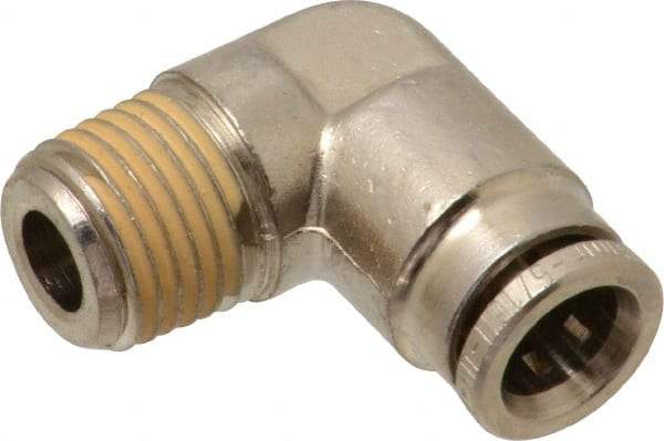 Norgren - 8mm Outside Diam, 1/4 BSPT, Nickel Plated Brass Push-to-Connect Tube Male Elbow - 260 Max psi, Tube to Male BSPT Connection, Nitrile O-Ring - Industrial Tool & Supply