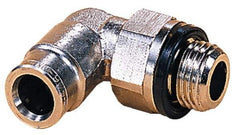 Norgren - 8mm Outside Diam, 3/8 BSPP, Nickel Plated Brass Push-to-Connect Tube Male Swivel Elbow - 260 Max psi, Tube to Male BSPP Connection, Nitrile O-Ring - Industrial Tool & Supply