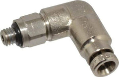 Norgren - 4mm Outside Diam, M5x0.8 Metric, Nickel Plated Brass Push-to-Connect Tube Male Swivel Elbow - 260 Max psi, Tube to Metric Thread Connection, Nitrile O-Ring - Industrial Tool & Supply