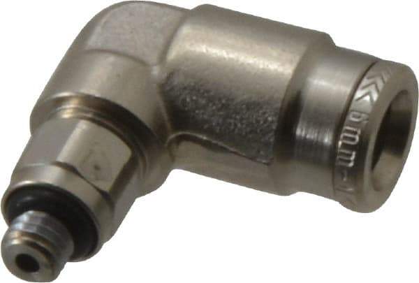 Norgren - 6mm Outside Diam, M5x0.8 Metric, Nickel Plated Brass Push-to-Connect Tube Male Swivel Elbow - 260 Max psi, Tube to Metric Thread Connection, Nitrile O-Ring - Industrial Tool & Supply