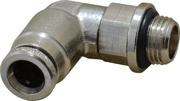 Norgren - 6mm Outside Diam, 1/8 BSPP, Nickel Plated Brass Push-to-Connect Tube Male Swivel Elbow - 260 Max psi, Tube to Male BSPP Connection, Nitrile O-Ring - Industrial Tool & Supply