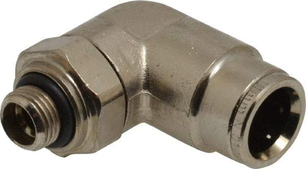 Norgren - 10mm Outside Diam, 1/8 BSPP, Nickel Plated Brass Push-to-Connect Tube Male Swivel Elbow - 260 Max psi, Tube to Male BSPP Connection, Nitrile O-Ring - Industrial Tool & Supply