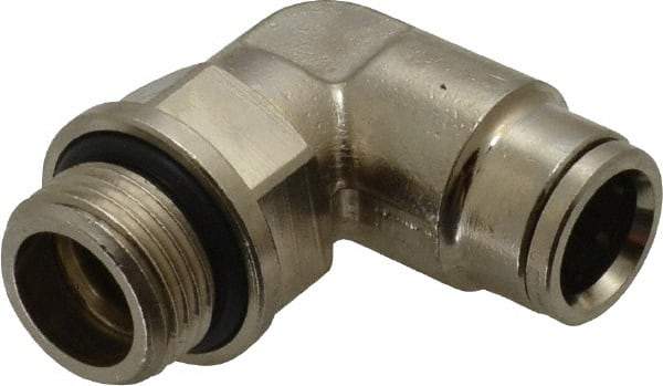 Norgren - 10mm Outside Diam, 3/8 BSPP, Nickel Plated Brass Push-to-Connect Tube Male Swivel Elbow - 260 Max psi, Tube to Male BSPP Connection, Nitrile O-Ring - Industrial Tool & Supply