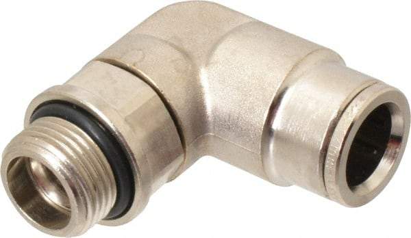 Norgren - 12mm Outside Diam, 3/8 BSPP, Nickel Plated Brass Push-to-Connect Tube Male Swivel Elbow - 260 Max psi, Tube to Male BSPP Connection, Nitrile O-Ring - Industrial Tool & Supply