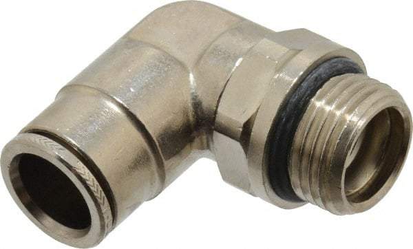 Norgren - 14mm Outside Diam, 1/2 BSPP, Nickel Plated Brass Push-to-Connect Tube Male Swivel Elbow - 260 Max psi, Tube to Male BSPP Connection, Nitrile O-Ring - Industrial Tool & Supply