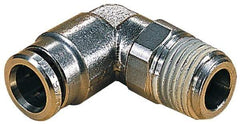 Norgren - 14mm Outside Diam, 1/2 BSPT, Nickel Plated Brass Push-to-Connect Tube Male Swivel Elbow - 260 Max psi, Tube to Male BSPT Connection, Nitrile O-Ring - Industrial Tool & Supply