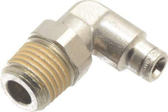 Norgren - 4mm Outside Diam, 1/4 BSPT, Nickel Plated Brass Push-to-Connect Tube Male Swivel Elbow - 260 Max psi, Tube to Male BSPT Connection, Nitrile O-Ring - Industrial Tool & Supply