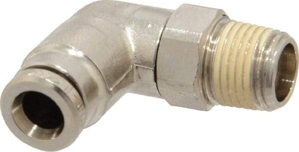Norgren - 5mm Outside Diam, 1/8 BSPT, Nickel Plated Brass Push-to-Connect Tube Male Swivel Elbow - 260 Max psi, Tube to Male BSPT Connection, Nitrile O-Ring - Industrial Tool & Supply