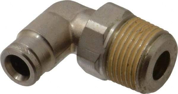 Norgren - 6mm Outside Diam, 3/8 BSPT, Nickel Plated Brass Push-to-Connect Tube Male Swivel Elbow - 260 Max psi, Tube to Male BSPT Connection, Nitrile O-Ring - Industrial Tool & Supply