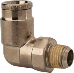 Norgren - 8mm Outside Diam, 1/8 BSPT, Nickel Plated Brass Push-to-Connect Tube Male Swivel Elbow - 260 Max psi, Tube to Male BSPT Connection, Nitrile O-Ring - Industrial Tool & Supply