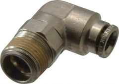 Norgren - 8mm Outside Diam, 3/8 BSPT, Nickel Plated Brass Push-to-Connect Tube Male Swivel Elbow - 260 Max psi, Tube to Male BSPT Connection, Nitrile O-Ring - Industrial Tool & Supply