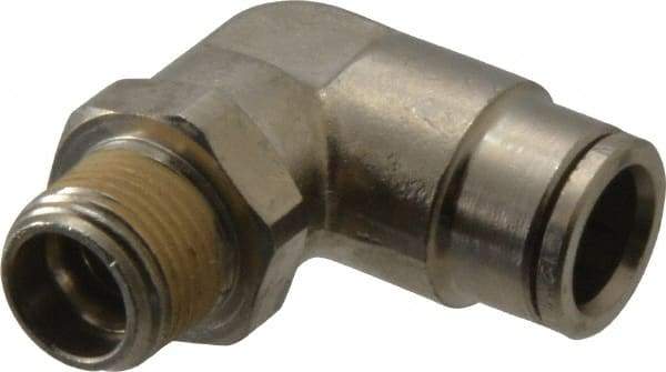 Norgren - 12mm Outside Diam, 3/8 BSPT, Nickel Plated Brass Push-to-Connect Tube Male Swivel Elbow - 260 Max psi, Tube to Male BSPT Connection, Nitrile O-Ring - Industrial Tool & Supply