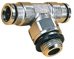 Norgren - 4mm Outside Diam, 1/8 BSPP, Nickel Plated Brass Push-to-Connect Tube Male Swivel Branch Tee - 260 Max psi, Tube to Male BSPP Connection, Nitrile O-Ring - Industrial Tool & Supply
