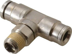 Norgren - 6mm Outside Diam, 1/8 BSPT, Nickel Plated Brass Push-to-Connect Tube Male Swivel Branch Tee - 260 Max psi, Tube to Male BSPT Connection, Nitrile O-Ring - Industrial Tool & Supply