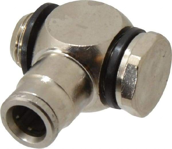 Norgren - 8mm Outside Diam, 1/4 BSPP, Nickel Plated Brass Push-to-Connect Tube Male Swivel Banjo Elbow - 260 Max psi, Tube to Male Connection, Nitrile O-Ring - Industrial Tool & Supply