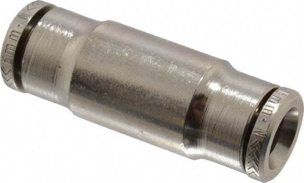 Norgren - 6mm Outside Diam, Nickel Plated Brass Push-to-Connect Tube Union - 260 Max psi, Tube to Tube Connection, Nitrile O-Ring - Industrial Tool & Supply