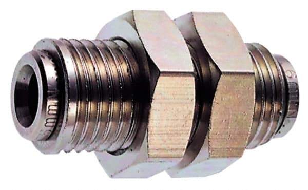 Norgren - 12mm Outside Diam, M24x1.5 Thread, Nickel Plated Brass Push-to-Connect Tube Bulkhead Union - 260 Max psi, Tube to Tube Connection, , Nitrile O-Ring - Industrial Tool & Supply