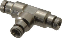 Norgren - 4mm Outside Diam, Nickel Plated Brass Push-to-Connect Tube Union Tee - 260 Max psi, Tube to Tube Connection, Nitrile O-Ring - Industrial Tool & Supply
