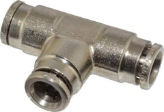 Norgren - 8mm Outside Diam, Nickel Plated Brass Push-to-Connect Tube Union Tee - 260 Max psi, Tube to Tube Connection, Nitrile O-Ring - Industrial Tool & Supply