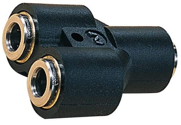 Norgren - 8 x 10mm Tube OD, Nickel Plated Brass Push-to-Connect Tube Union Y - Tube to Tube Connection, 260 Max psi, Nitrile O-Ring, 0 to 175°F Working Temp - Industrial Tool & Supply