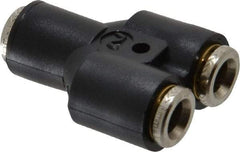 Norgren - 6mm Tube OD, Nickel Plated Brass Push-to-Connect Tube Union Y - Tube to Tube Connection, 260 Max psi, Nitrile O-Ring, 0 to 175°F Working Temp - Industrial Tool & Supply