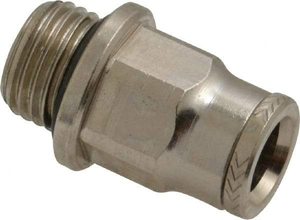 Norgren - 8mm Outside Diam, 1/4 BSPP, Nickel Plated Brass Push-to-Connect Tube Male Connector - 260 Max psi, Tube to Male BSPP Connection, Nitrile O-Ring - Industrial Tool & Supply