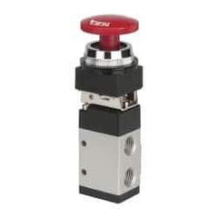 ARO/Ingersoll-Rand - 1/4" NPT Manual Mechanical Valve - 3-Way, 2 Position, Palm Button/Detent & 0.7 CV Rate - Industrial Tool & Supply