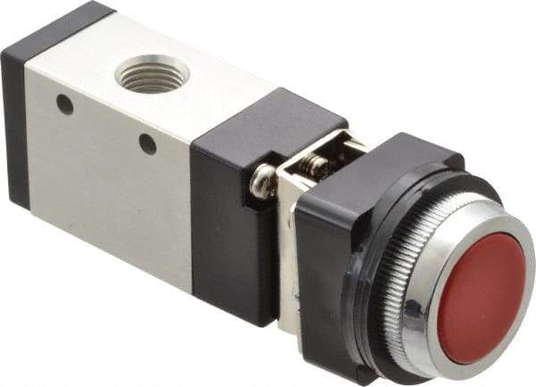 ARO/Ingersoll-Rand - 1/4" NPT Manual Mechanical Valve - 3-Way, 2 Position, Push-Button w/Guard/Spring & 0.7 CV Rate - Industrial Tool & Supply