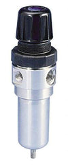 Parker - 1/2" NPT Port 1 Piece Filter/Regulator FRL Unit - Stainless Steel Bowl, 72 SCFM, 125 Max psi, 8.59" High, Manual Drain - Industrial Tool & Supply