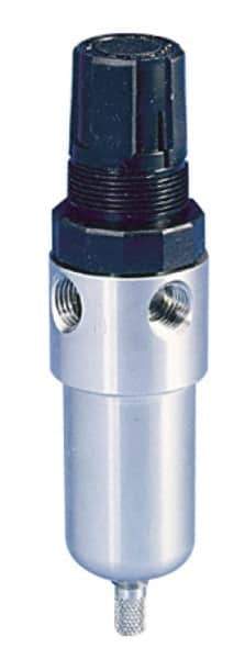 Parker - 1/4" NPT Port 1 Piece Filter/Regulator FRL Unit - Stainless Steel Bowl, 12 SCFM, 60 Max psi, 6.25" High, Manual Drain - Industrial Tool & Supply