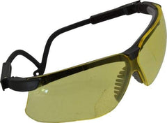 Uvex - Amber Lenses, Framed Safety Glasses - Scratch Resistant, Black Polycarbonate Frame, Adjustable Temples, Size Universal, Wrap Around - Industrial Tool & Supply