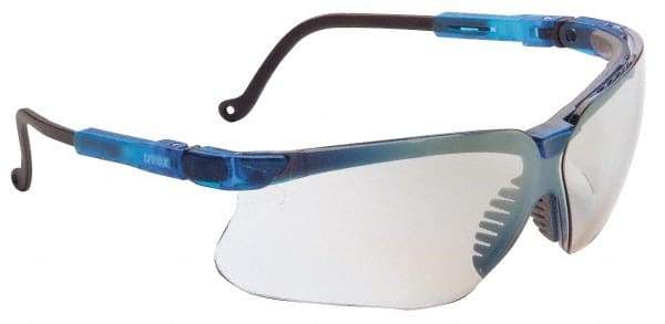 Uvex - SCT-Reflect 50 Lenses, Framed Safety Glasses - Scratch Resistant, Vapor Blue Polycarbonate Frame, Adjustable Temples, Size Universal, Wrap Around - Industrial Tool & Supply