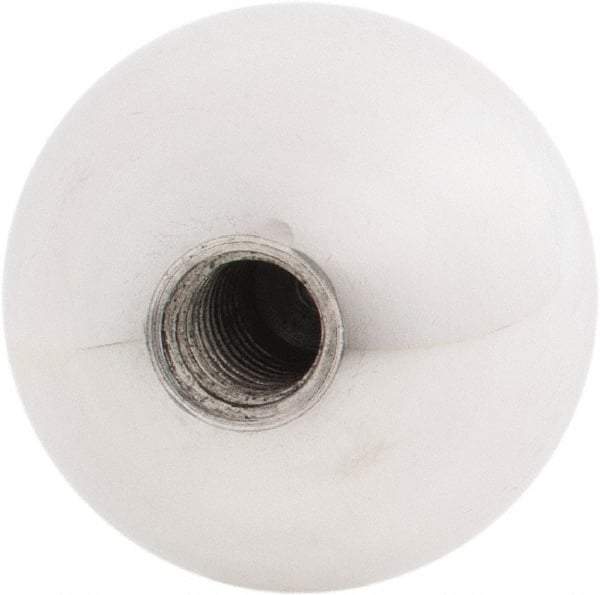Gibraltar - 3/8-16 Thread, 1.38" Diam, Threaded Hole Ball Knob - Natural, Aluminum, Smooth Grip, 5/8" Hole Depth - Industrial Tool & Supply