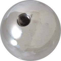 Gibraltar - 3/8-16 Thread, 1.88" Diam, Threaded Hole Ball Knob - Natural, Aluminum, Smooth Grip, 3/4" Hole Depth - Industrial Tool & Supply