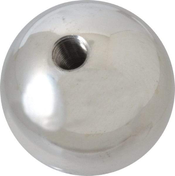 Gibraltar - 3/8-24 Thread, 1.88" Diam, Threaded Hole Ball Knob - Natural, Aluminum, Smooth Grip, 3/4" Hole Depth - Industrial Tool & Supply