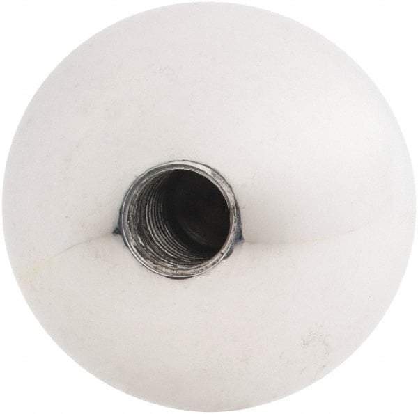 Gibraltar - 1/2-13 Thread, 1.88" Diam, Threaded Hole Ball Knob - Natural, Aluminum, Smooth Grip, 3/4" Hole Depth - Industrial Tool & Supply