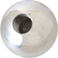 Gibraltar - 5/8-18 Thread, 1.88" Diam, Threaded Hole Ball Knob - Natural, Aluminum, Smooth Grip, 3/4" Hole Depth - Industrial Tool & Supply